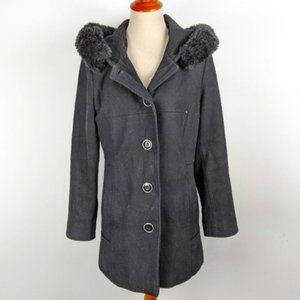 Laura Petites Sz 12 Black Wool Blend Coat Winter